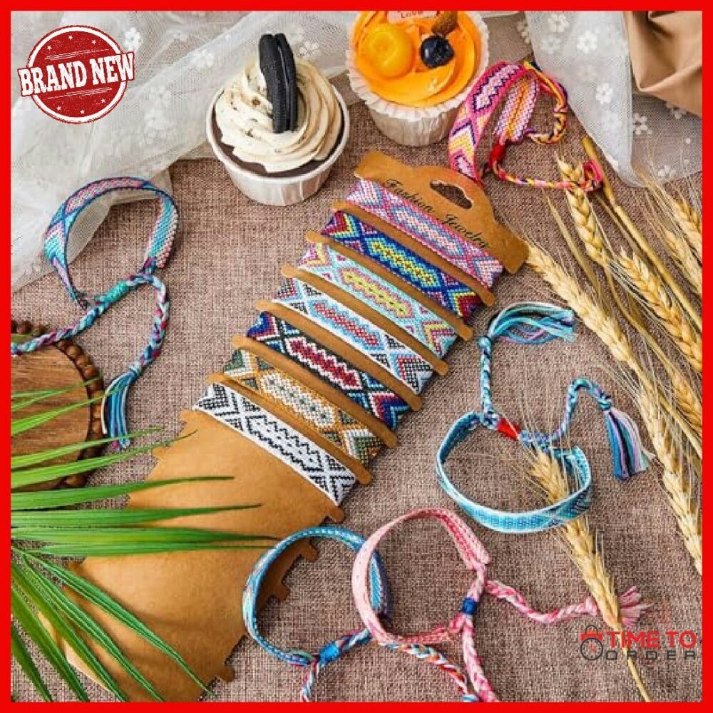 100 Adjustable Woven Friendship Bracelets Set Sliding Knot Closure - Picture 5 of 8